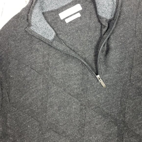 ALEX CANNON Men's 1/4 Zip Gray Argyle Wool Sweater - Picture 3 of 7